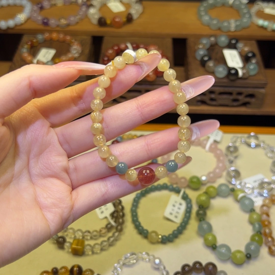 手串水晶银S925镀金镶嵌金发9401