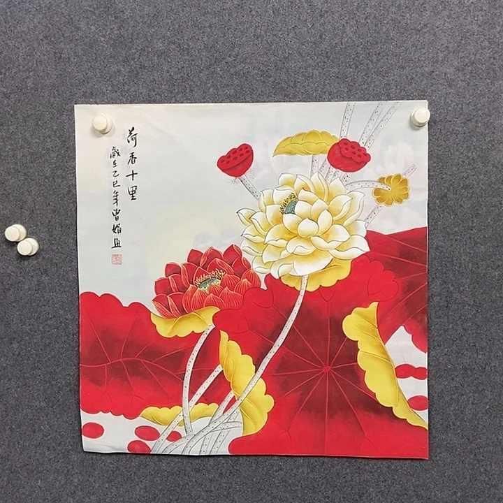 国画四尺斗方工笔花鸟一幅