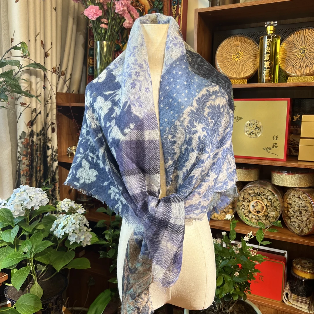 卓玛拉【四季藏韵】云朵感山羊绒120*120cm文艺褶皱风野生系大方巾