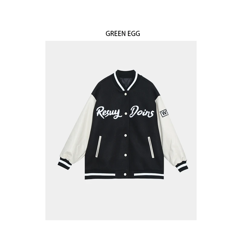 【狂欢价】2244新款韩版撞色棒球服胖妹妹个性拼色上衣休闲外套