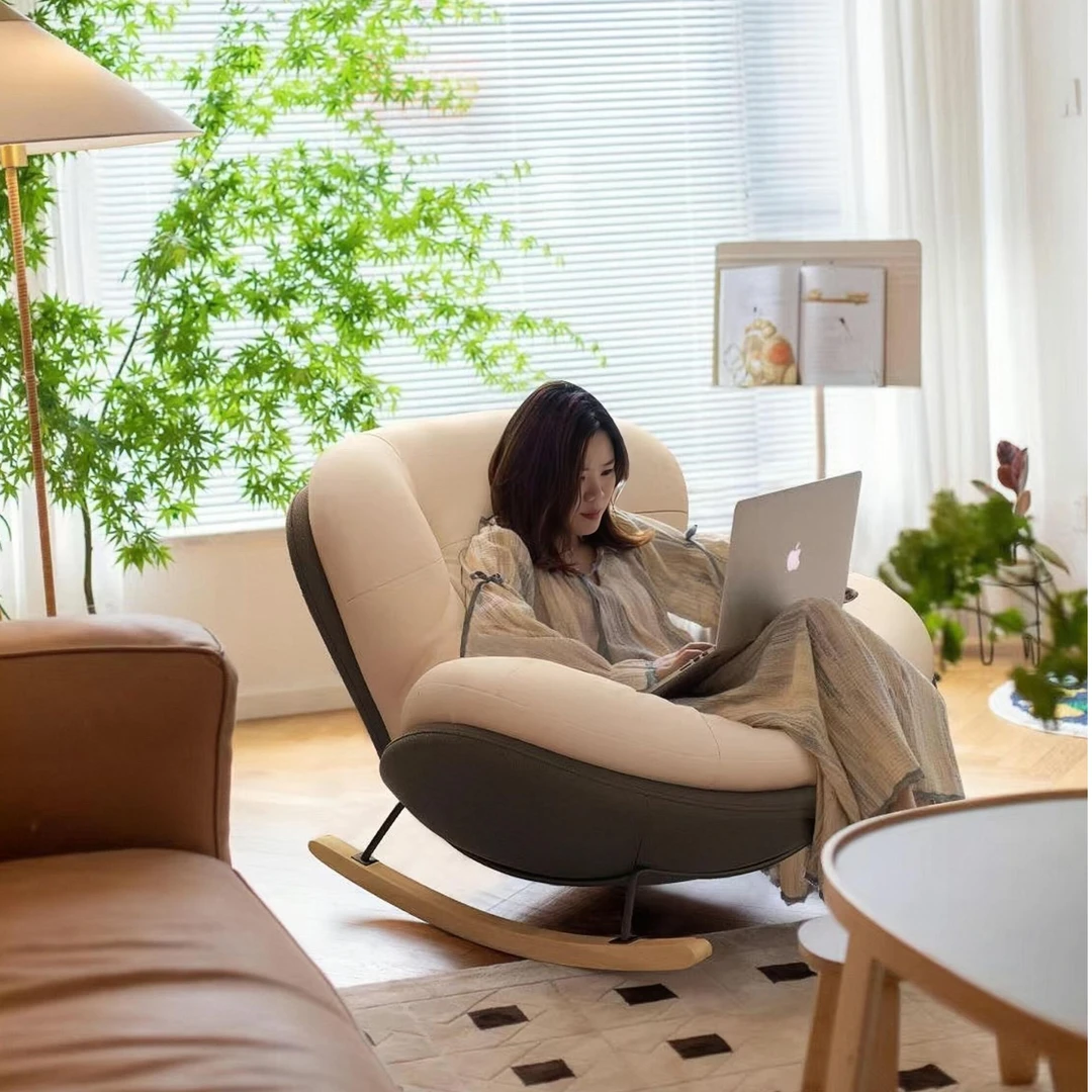 蛋壳摇摇椅成人躺椅小户型阳台家用客厅休闲单人摇椅懒人沙发躺椅