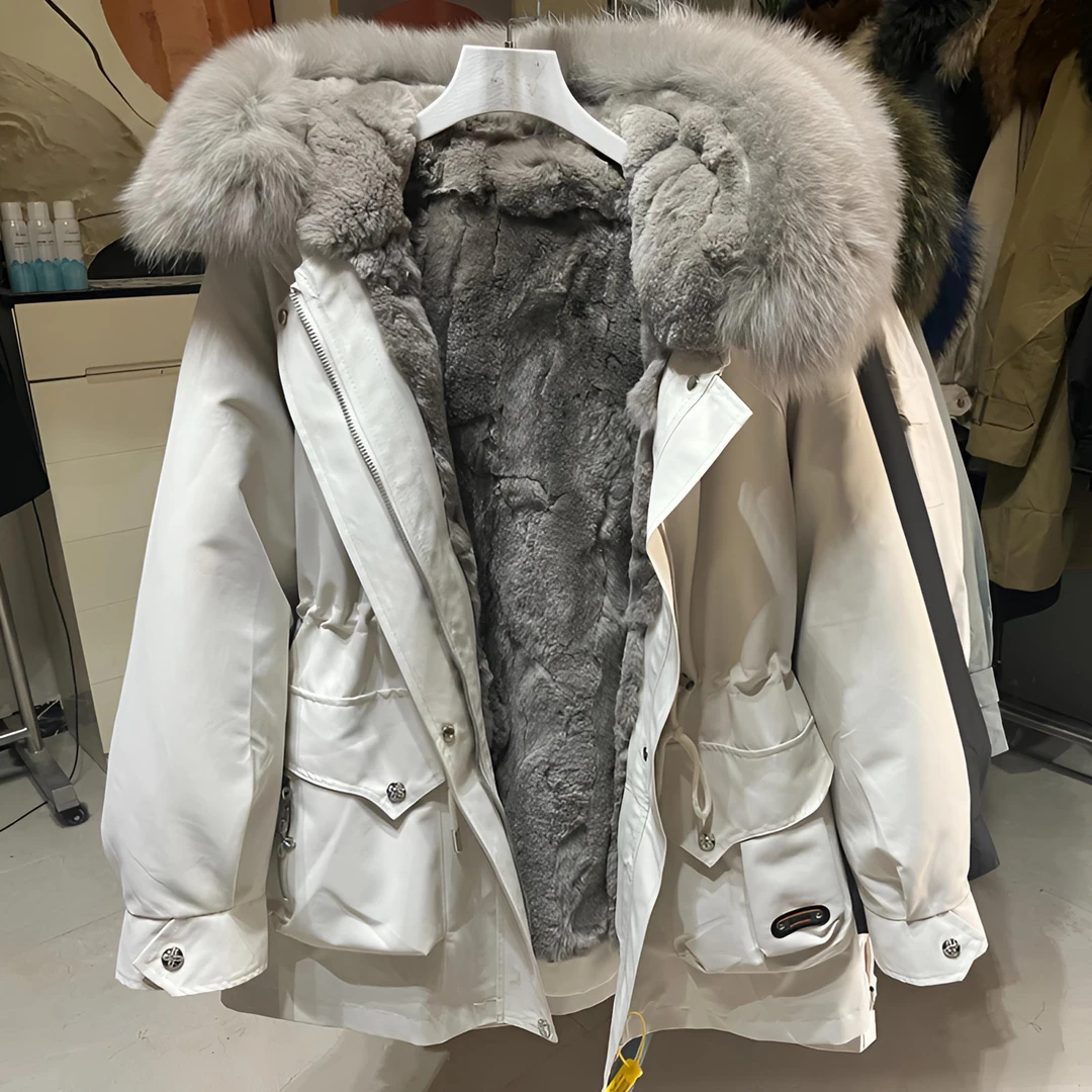 【编号01-100】48网红48同款48派克服48狐狸毛大毛领连帽时尚休闲