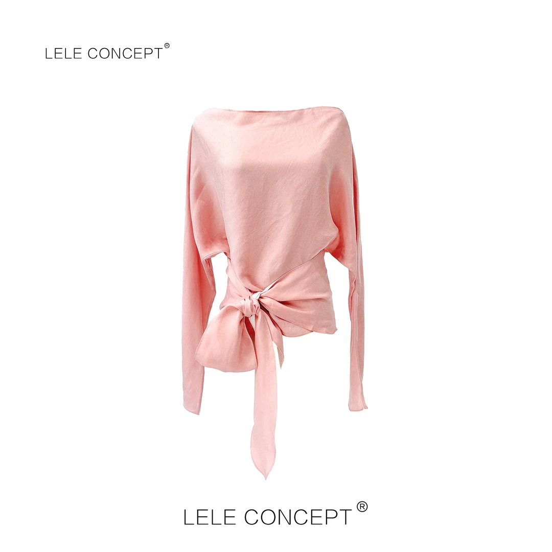 LELE CONCEPT丨气质时装高级款系带一字肩上衣S0827
