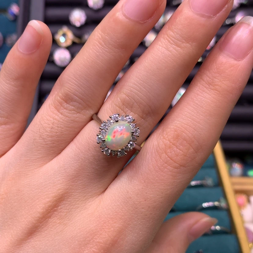 【闪购商品】欧泊戒指款式，不退不换银S925镶嵌吴**言