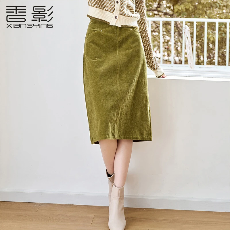 【直播专享】A834126半身裙 香影灯芯绒半身裙女高腰2024秋冬新款