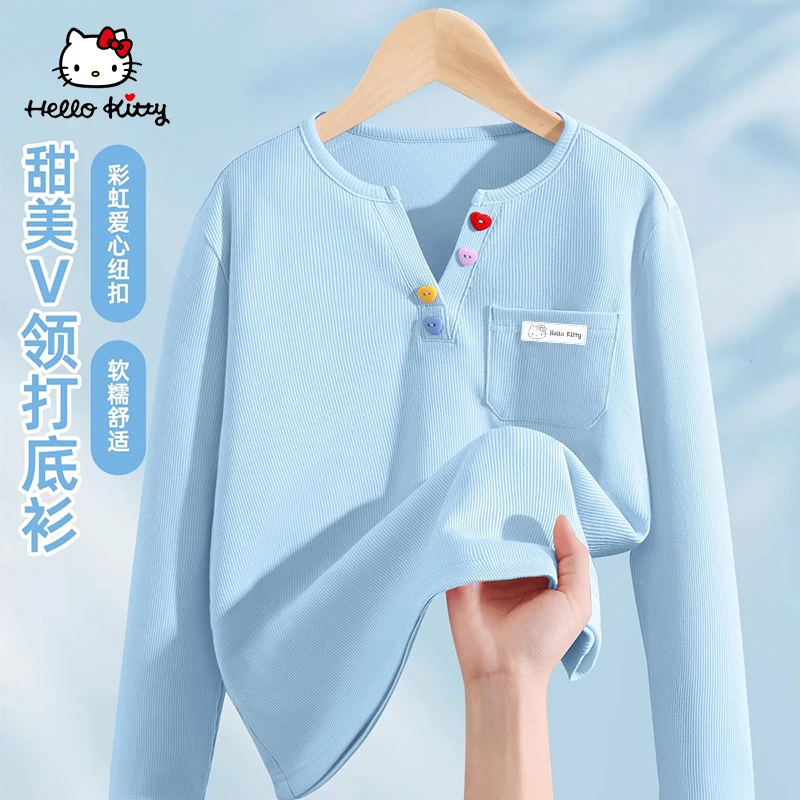 Hello Kitty女童长袖T恤春秋2025新款中大童打底衫上衣儿童春装