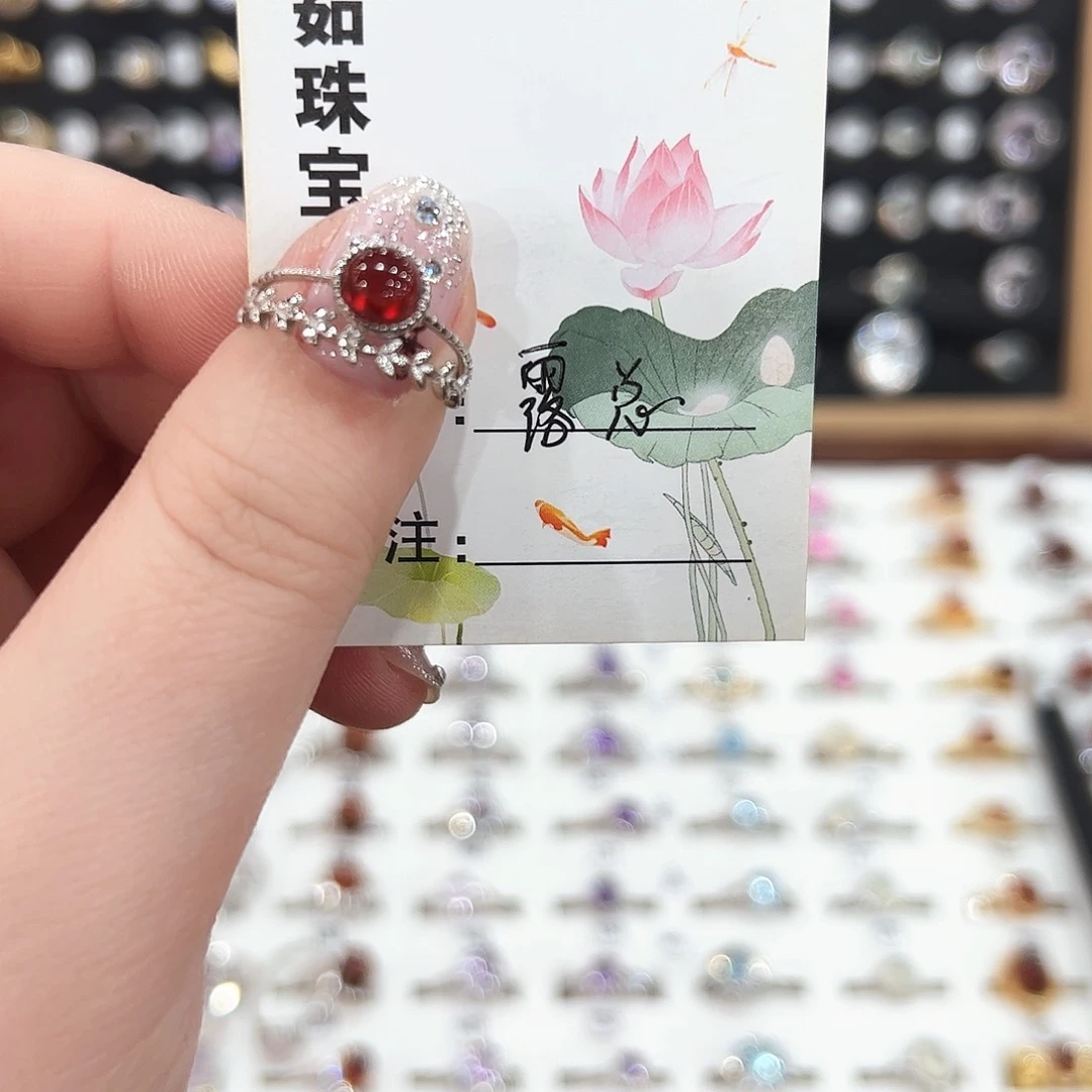 石榴石戒指银S925镶嵌超****版戒指
