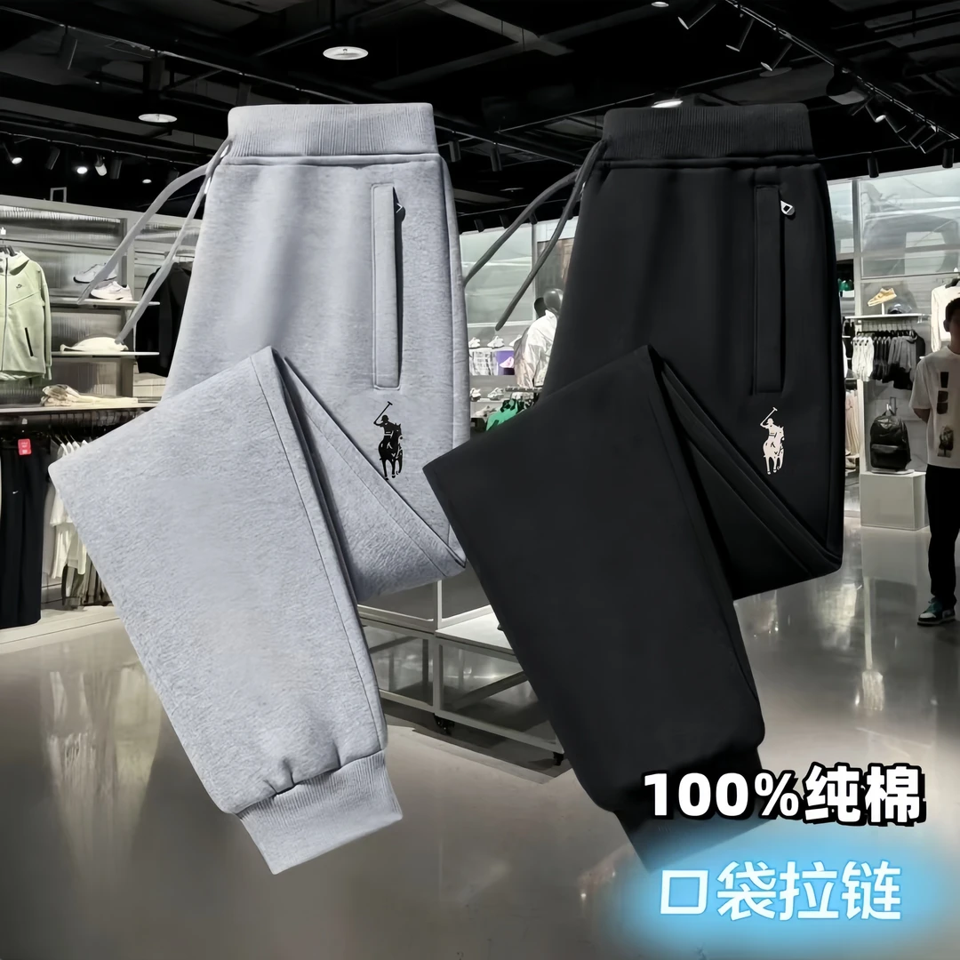 保罗纯棉男士宽松大码常规运动长裤运动休闲裤直筒长裤束脚裤