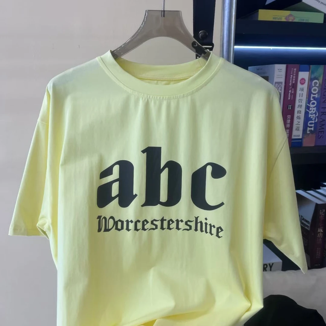 A016黄色青少年时尚潮流休闲短袖T恤