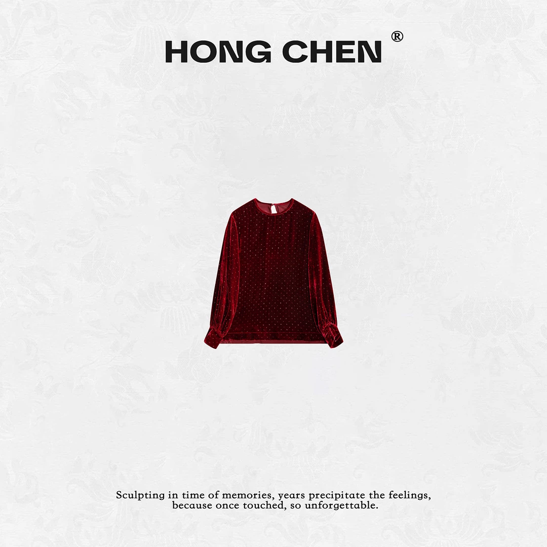 【虹辰·满天星】高端时尚优雅风百搭气质高级感桑蚕丝绒上衣-HC2216