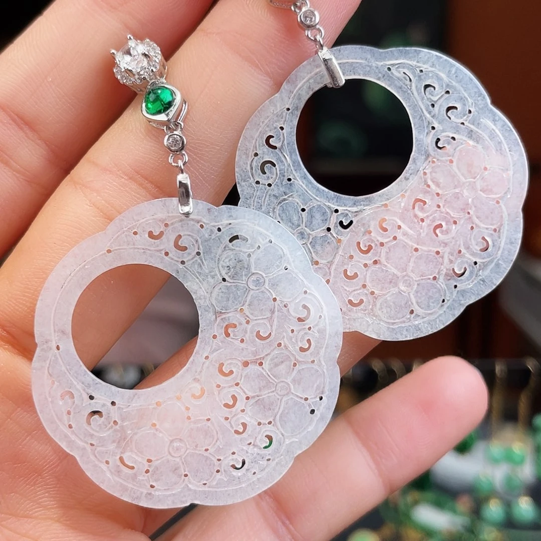 翡翠银S925镶嵌耳饰