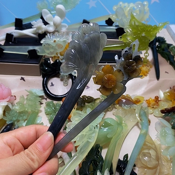 岫玉未镶嵌发簪发簪