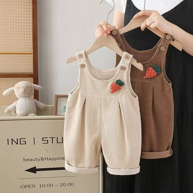 洋气时髦男女童灯芯绒背带裤新款小童秋季裤子婴儿女宝宝连体裤
