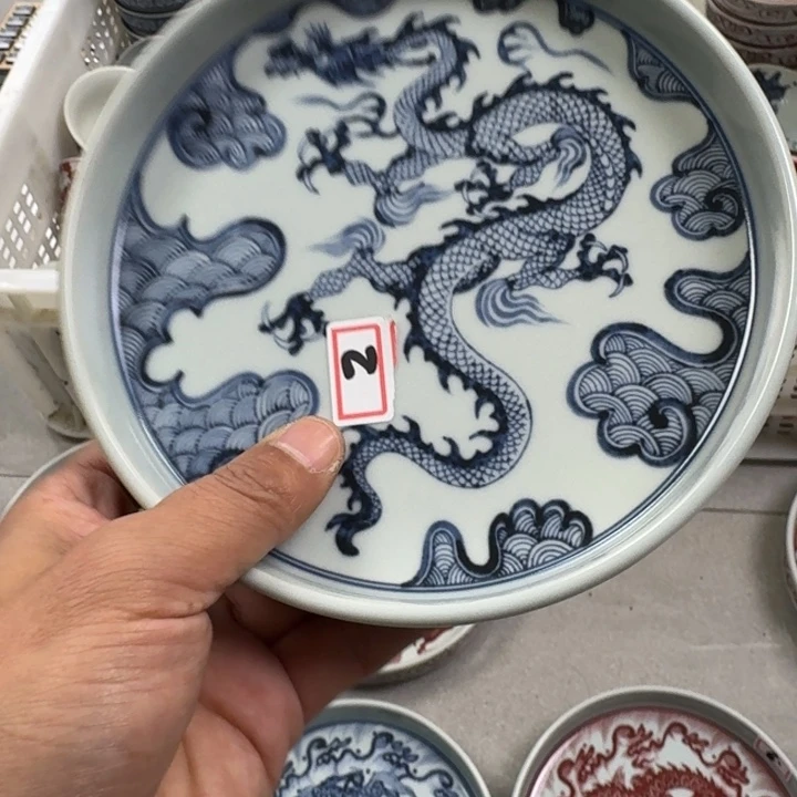 摆件青花穿云龙大壶承