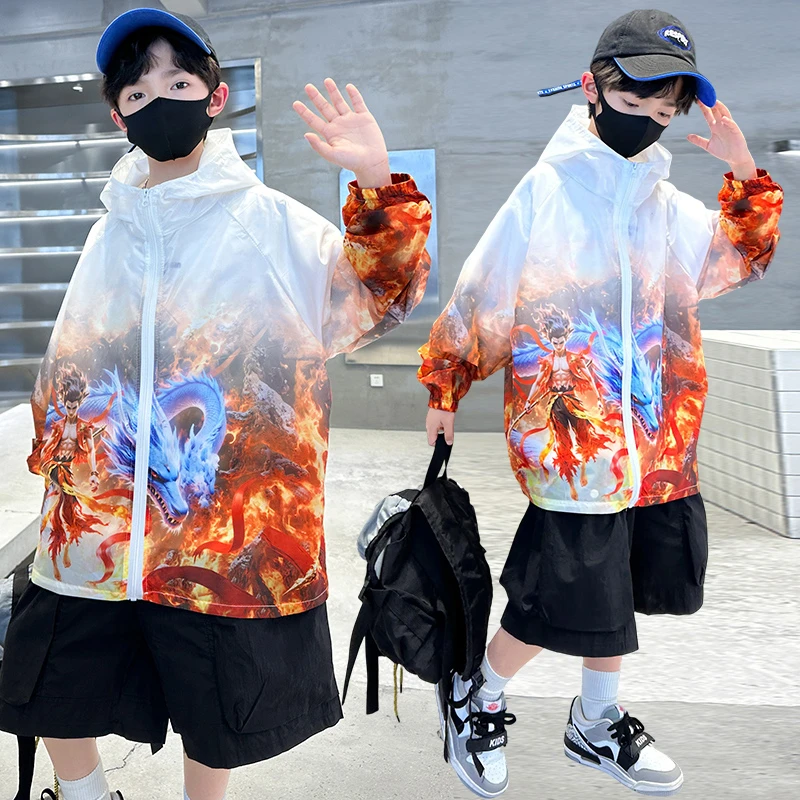 夏季薄款炸街哪吒防晒衣渐变超薄2025新款透气外套男童轻薄中童潮
