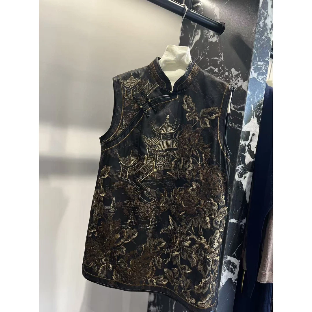 168欧韩集合店| 刺绣款背心裙立领盘扣，邂逅中式浪漫！2355