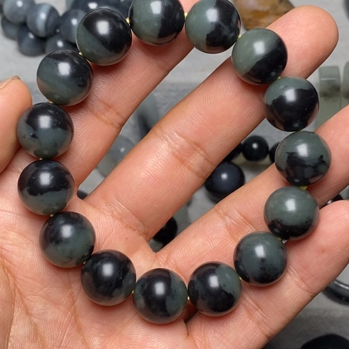 和田玉未镶嵌颈饰14mm新疆若羌青花