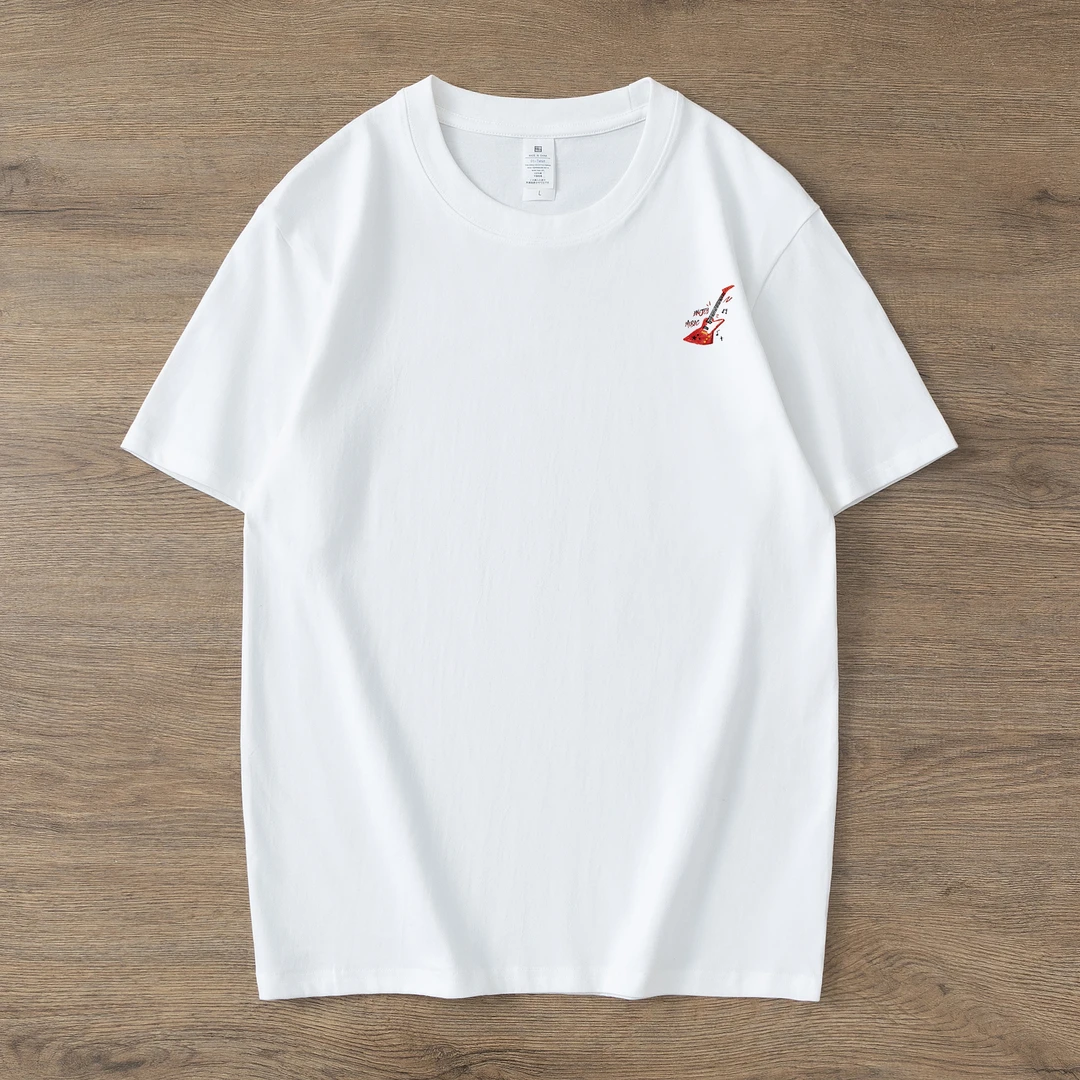 短袖-电吉他-纯棉t恤男士打底圆领半袖夏季出游短袖国潮国潮