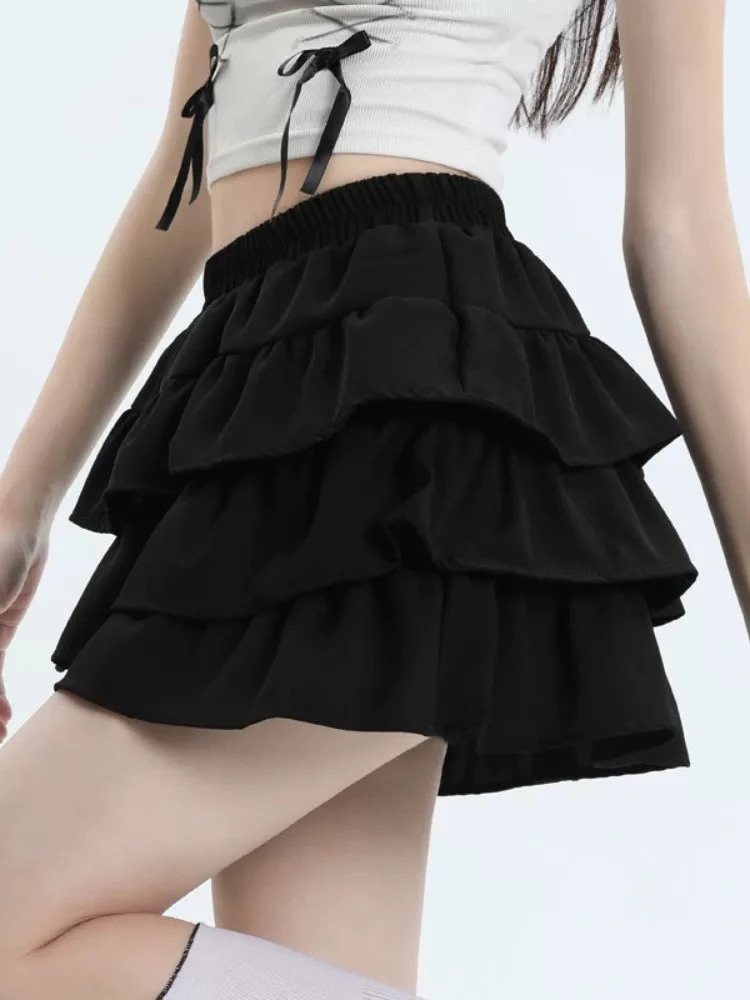 芭蕾风蛋糕半身裙女2025新款夏季松紧腰法式显瘦a字蓬蓬白色短裙
