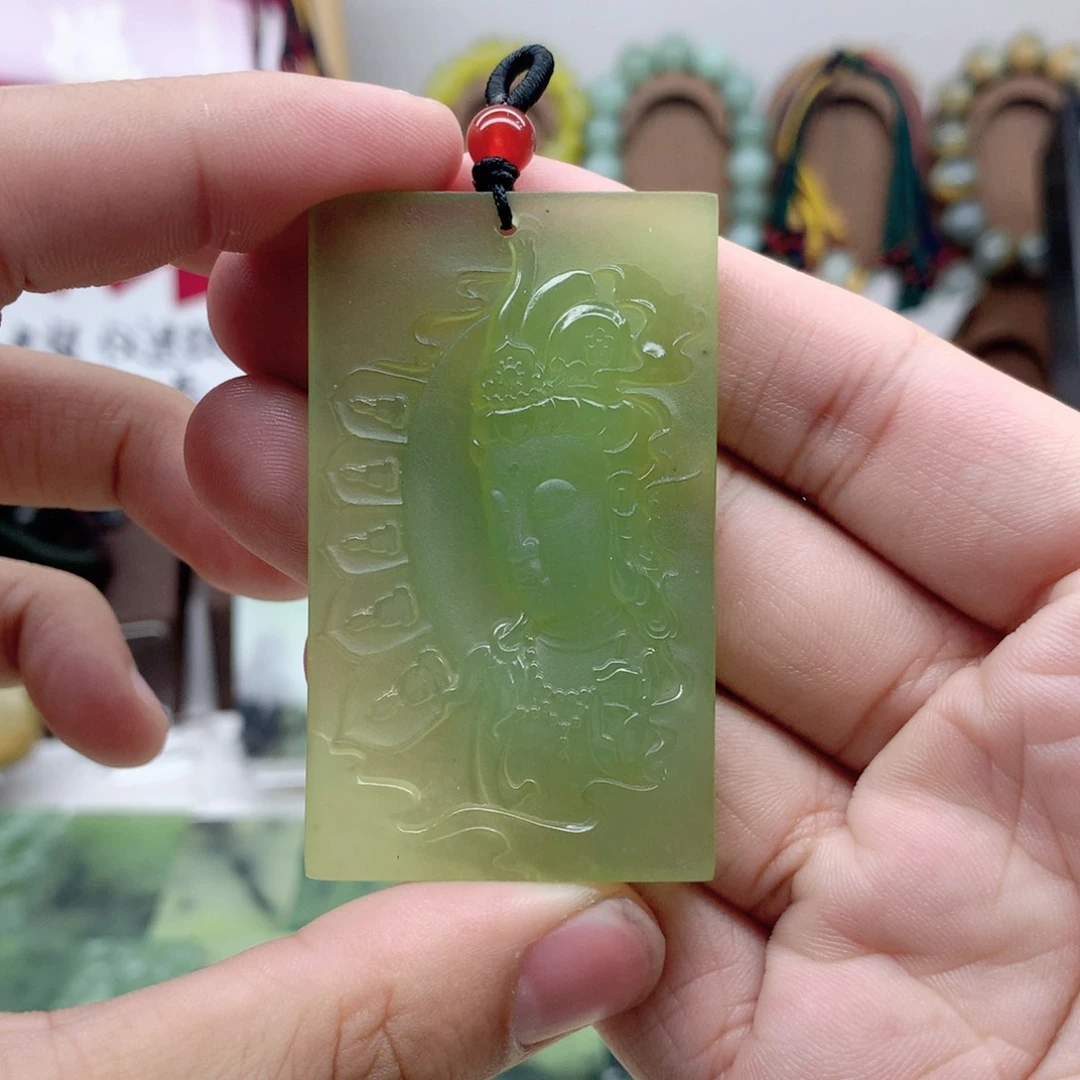 岫玉未镶嵌吊坠(不含链)精美岫玉雕刻观音
