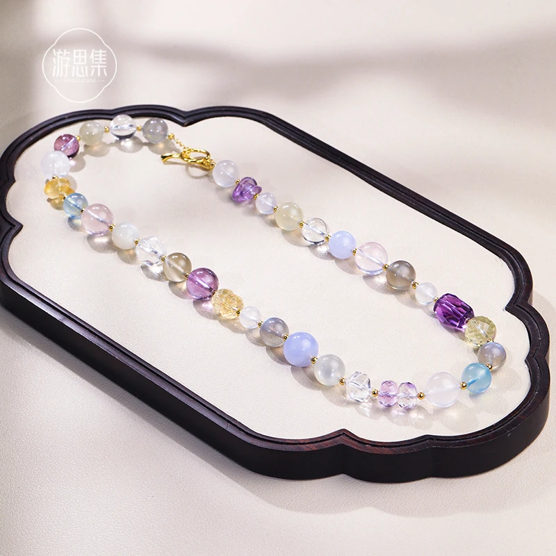 【空枝序项链】天然水晶多宝项链高级大气精致百搭彩色气质珠珠