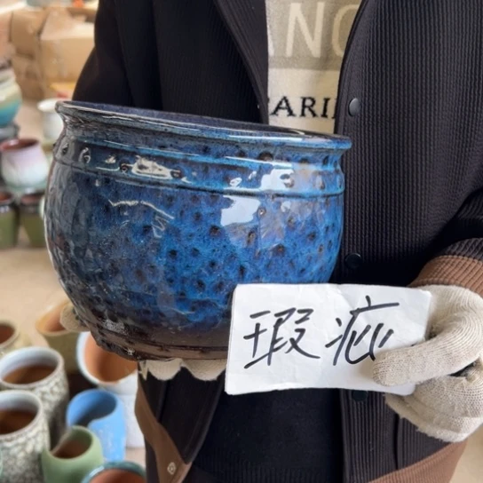 紫砂花盆微瑕高17口21———-