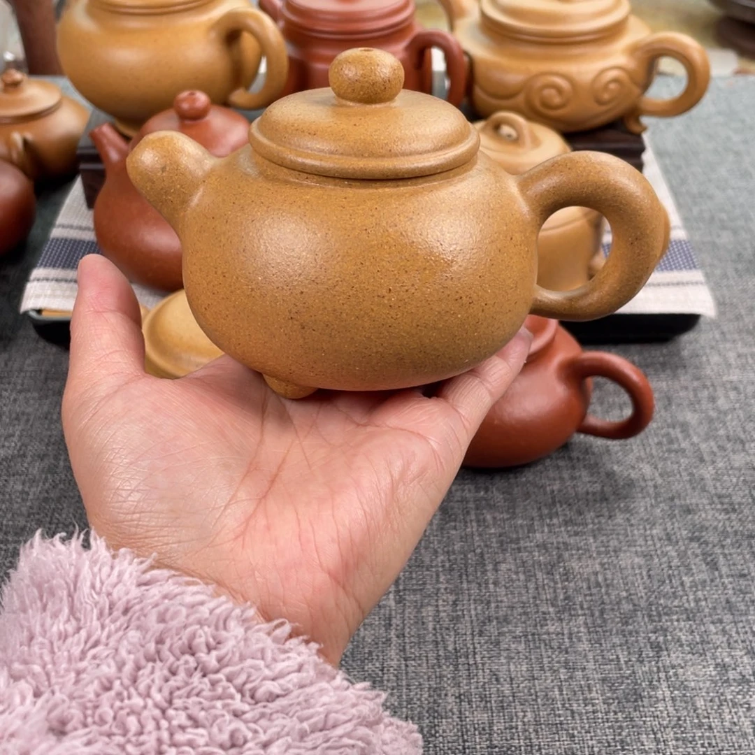 紫砂茶壶黄金段三足鼎全手30目270