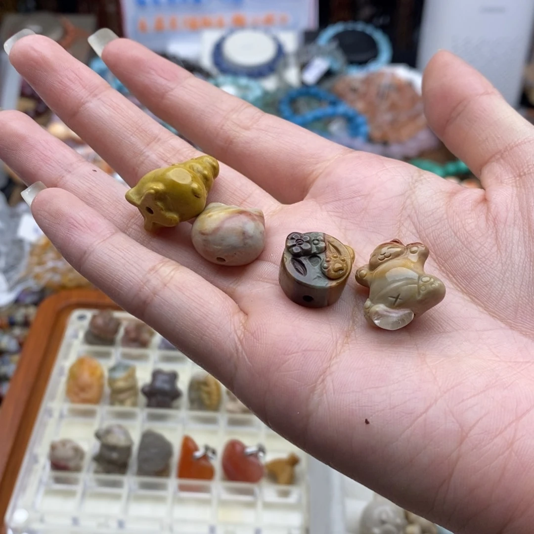 为***檬玛瑙/玉髓未镶嵌珠宝半成品4个E79