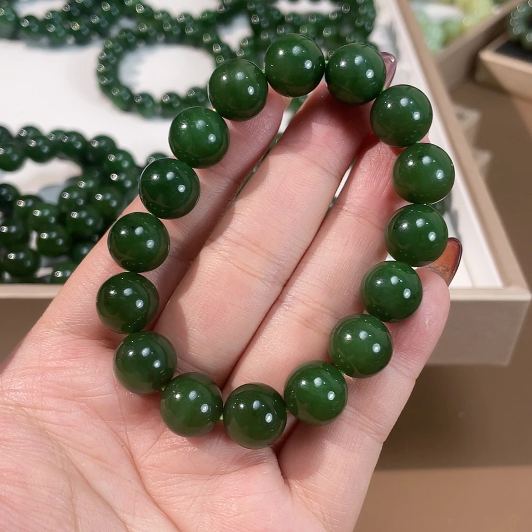 和田玉（碧玉）手链未镶嵌俄 老料 12