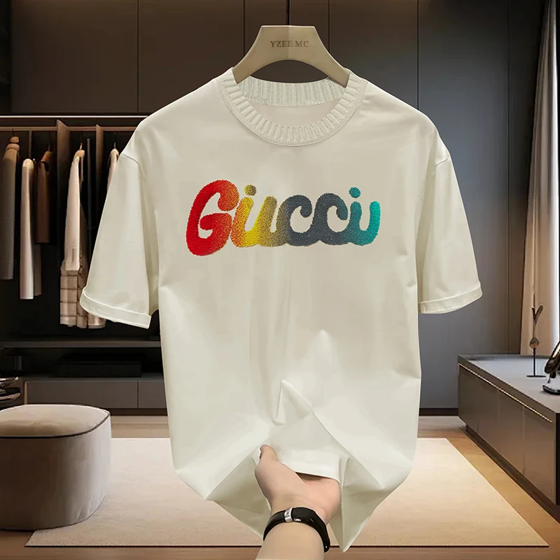 【植绒字母T恤】夏季新品轻奢时尚短袖男女同款--T2055