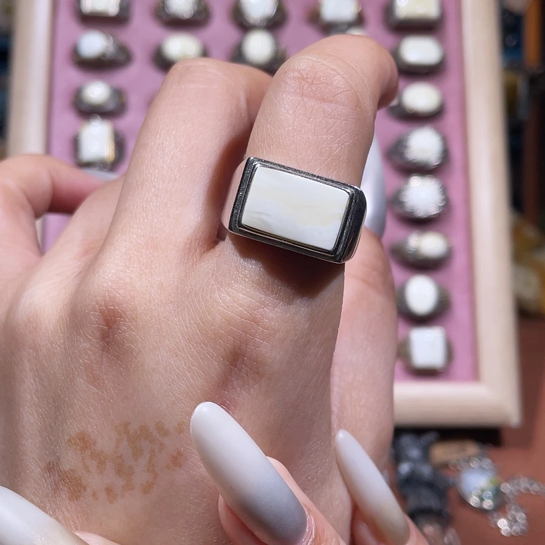 羊***意琥珀银S925镶嵌戒指戒指