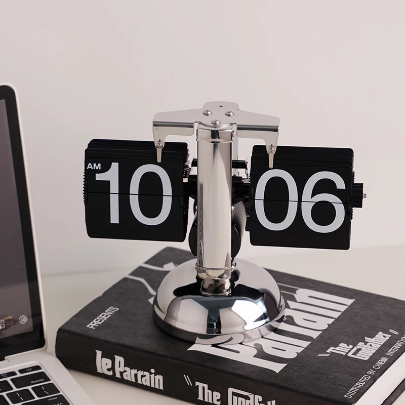 贝汉美自动翻页时钟桌面钟表创意摆件客厅轻奢装饰欧式家装摆钟