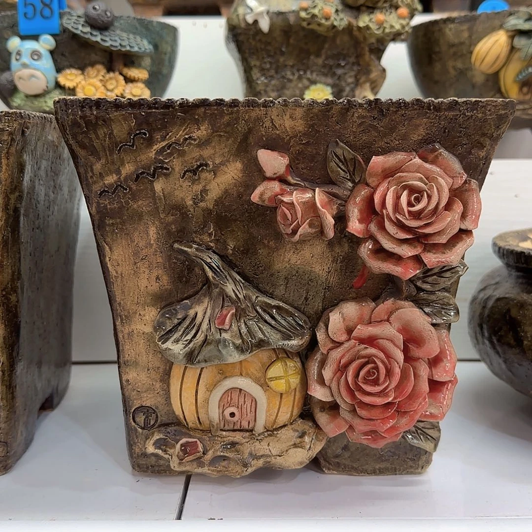 金****灵青墨花器麦饭石瑕疵花盆