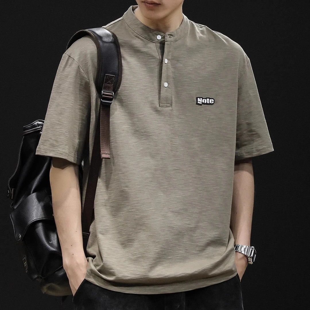 MR.MUDI/穆迪先生竹节棉polo衫男装短袖t恤男士夏季宽松大码潮牌