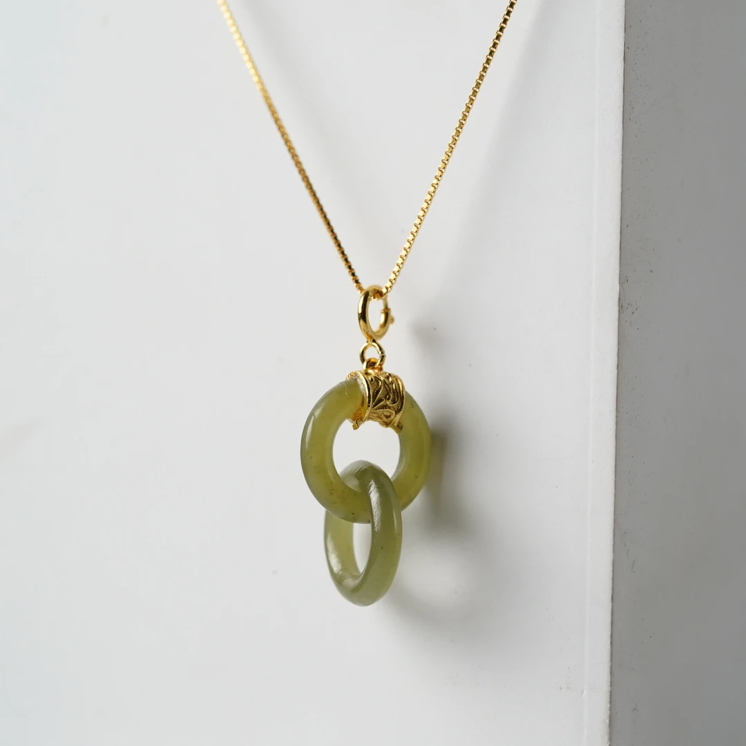 【珊木居】QT649JY 和田玉环环相扣吊坠