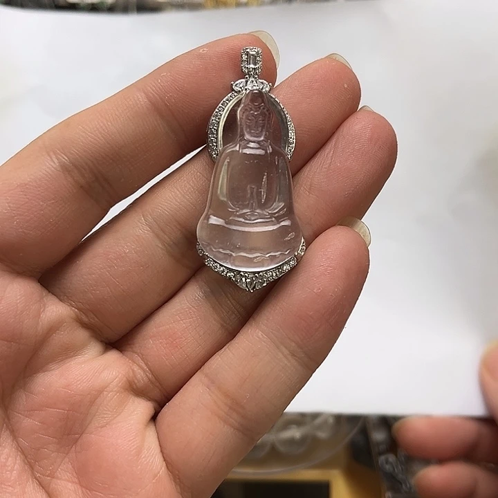 石英质玉银S925镶嵌观音