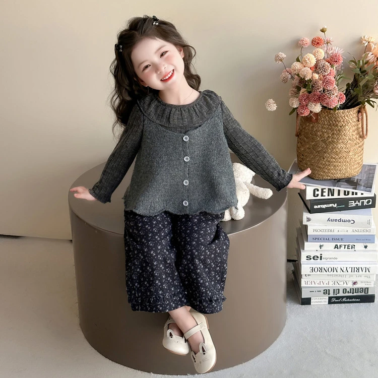 新款三件套儿童套装童装春秋女童洋气韩版秋季上韩版女童秋季针织