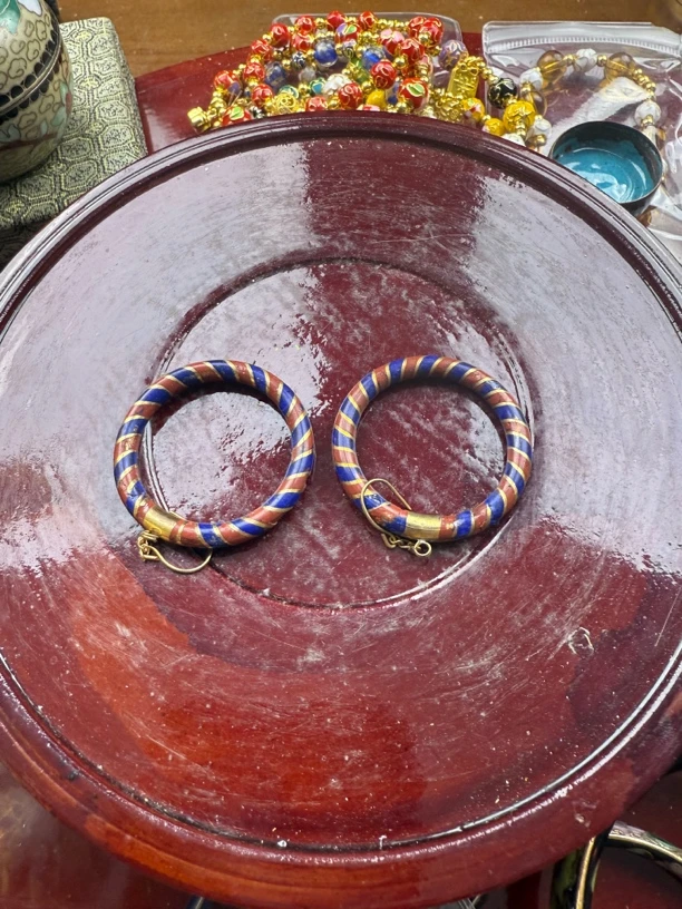 景泰蓝铜胎掐丝珐琅耳环