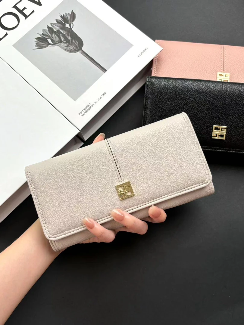 迪雅路【长款钱包】四宫格韩版简约女士大容量多卡位 荔枝纹手拿包