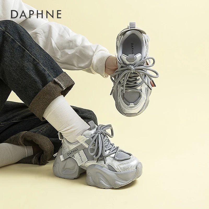 Daphne/达芙妮增高老爹鞋厚底女鞋2025新款夏季爆款跑步运动鞋女