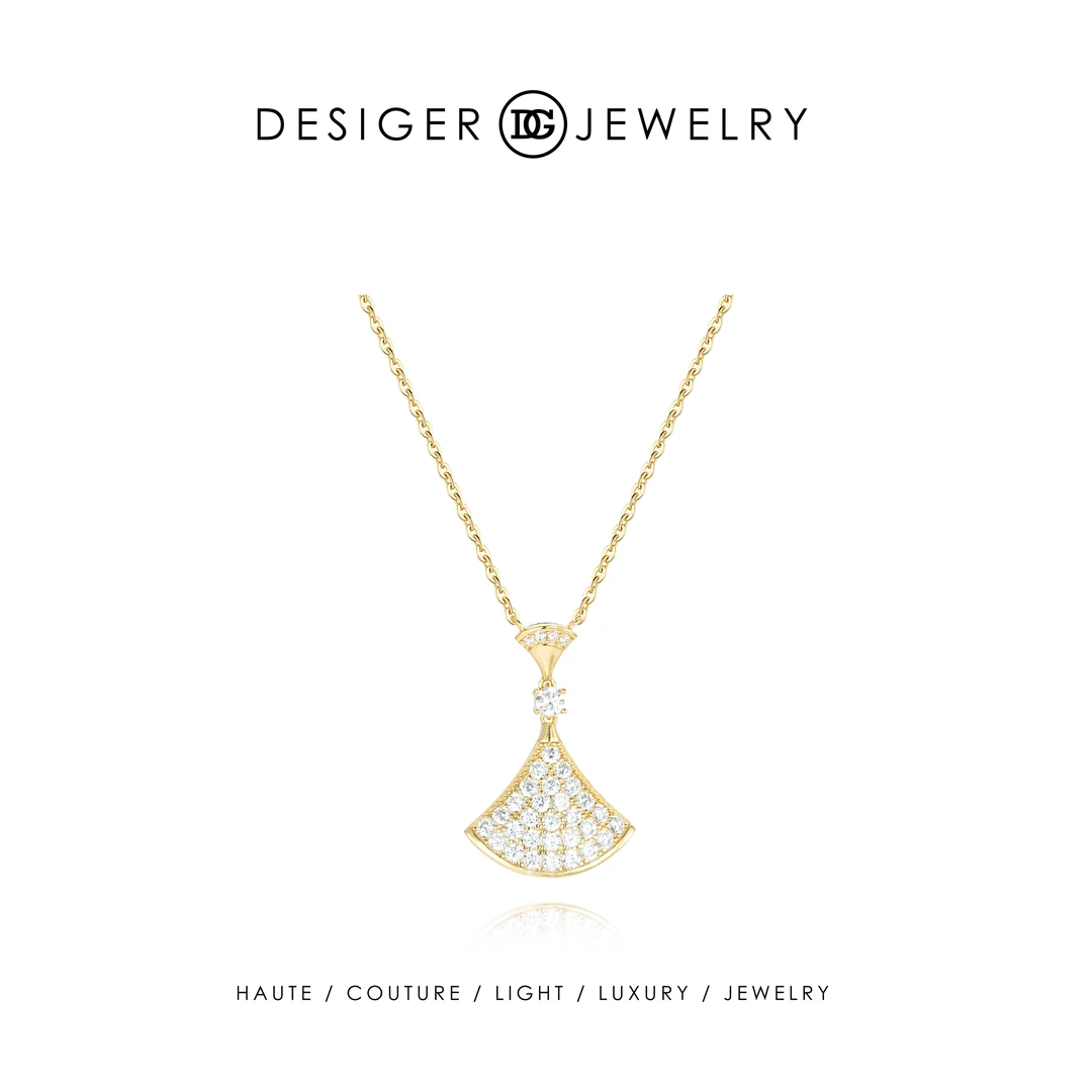 坠链均925银 镀k金【赴梦巴黎】Desiger时尚轻奢扇子项链 F3671