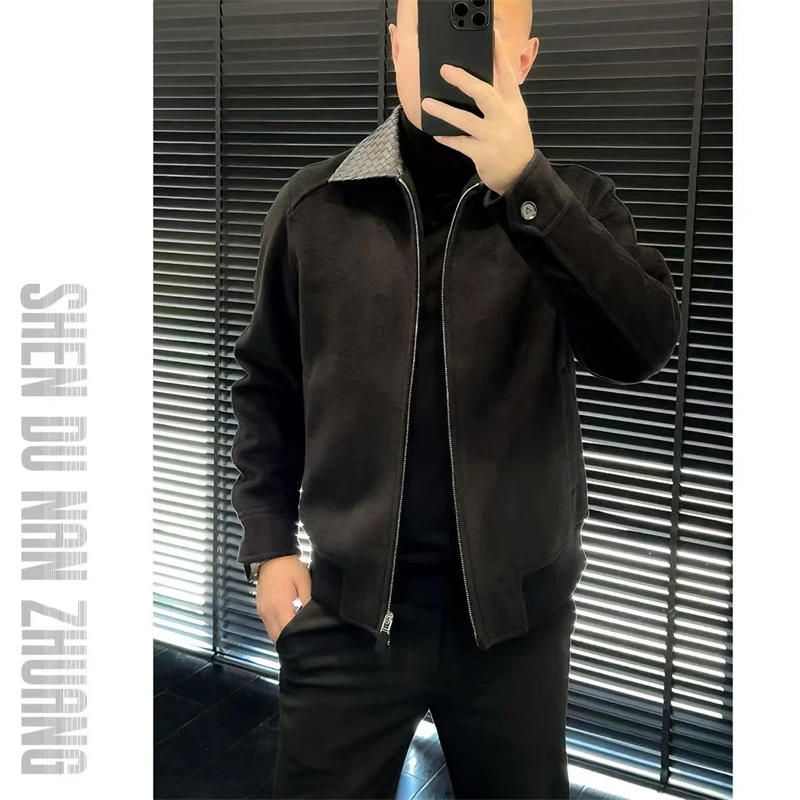 SHEN&DU男装｜“绵羊皮编织领”羊毛混纺翻领羊毛夹克外套2337