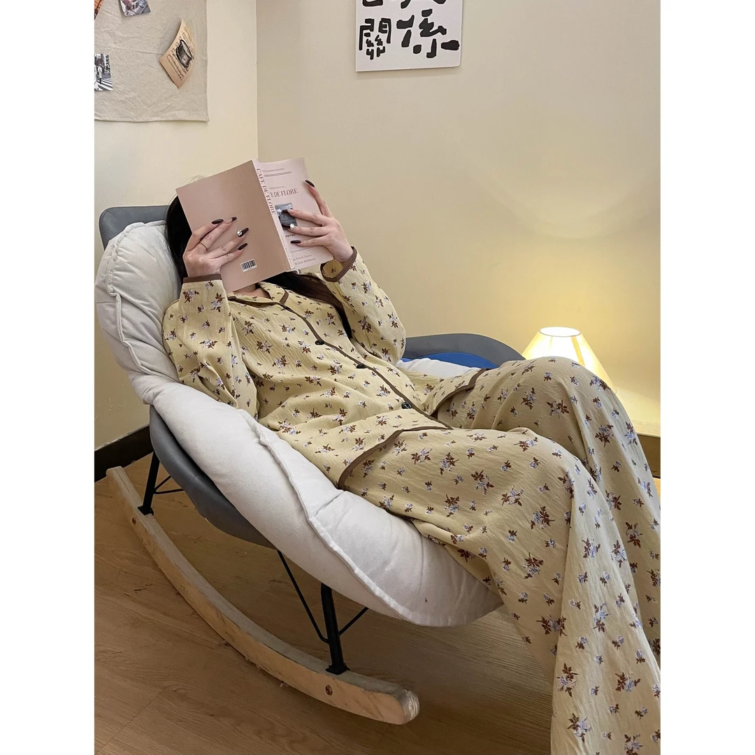 【国风碎花】复古高级感长袖睡衣女套装秋季新款可外穿休闲家居服