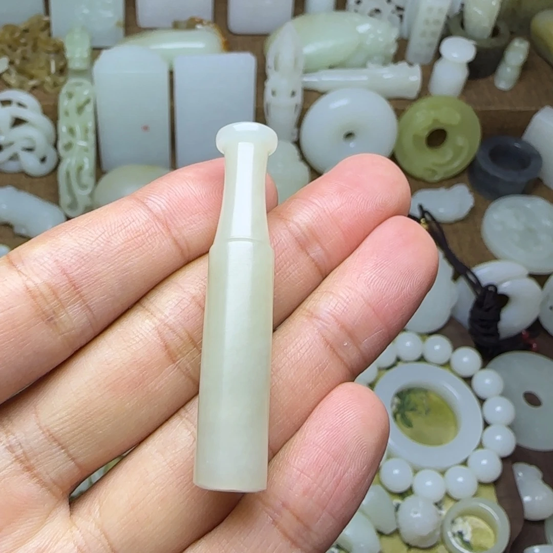 和田玉未镶嵌挂件细支烟嘴