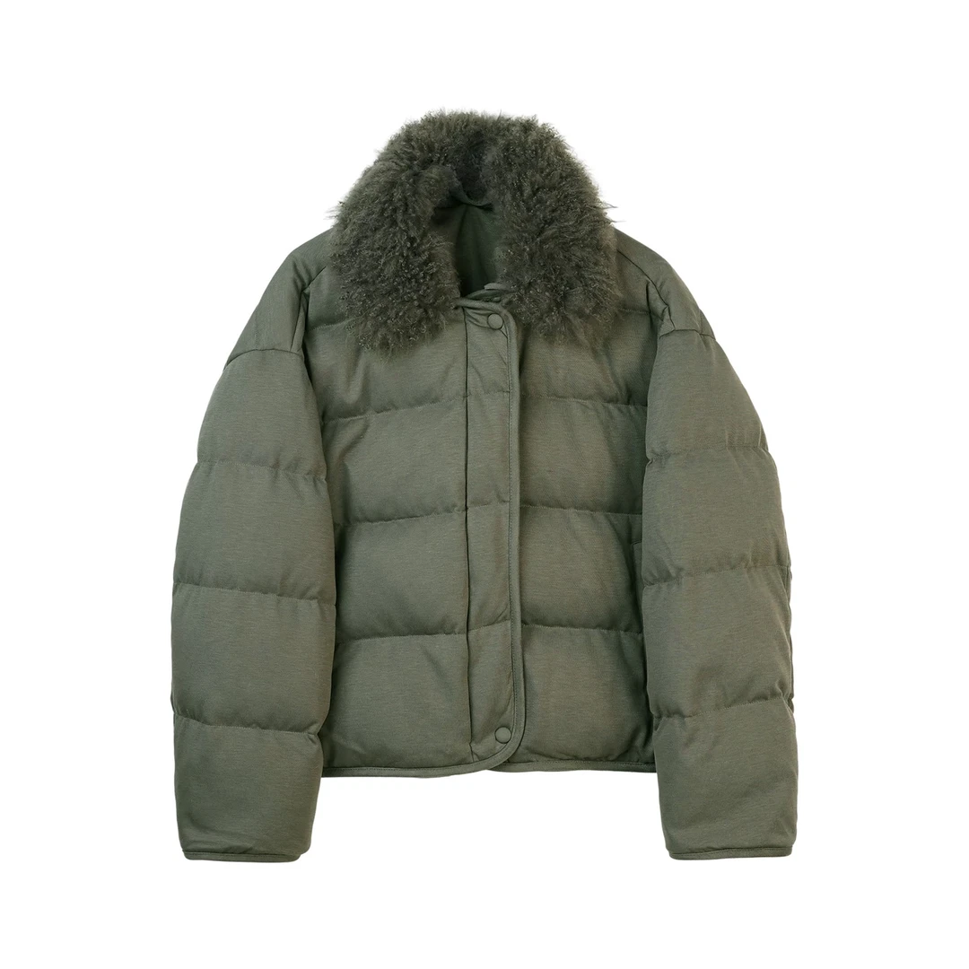 【暖呼呼】天丝醋酸针织短款鹅绒服 BR970X05934