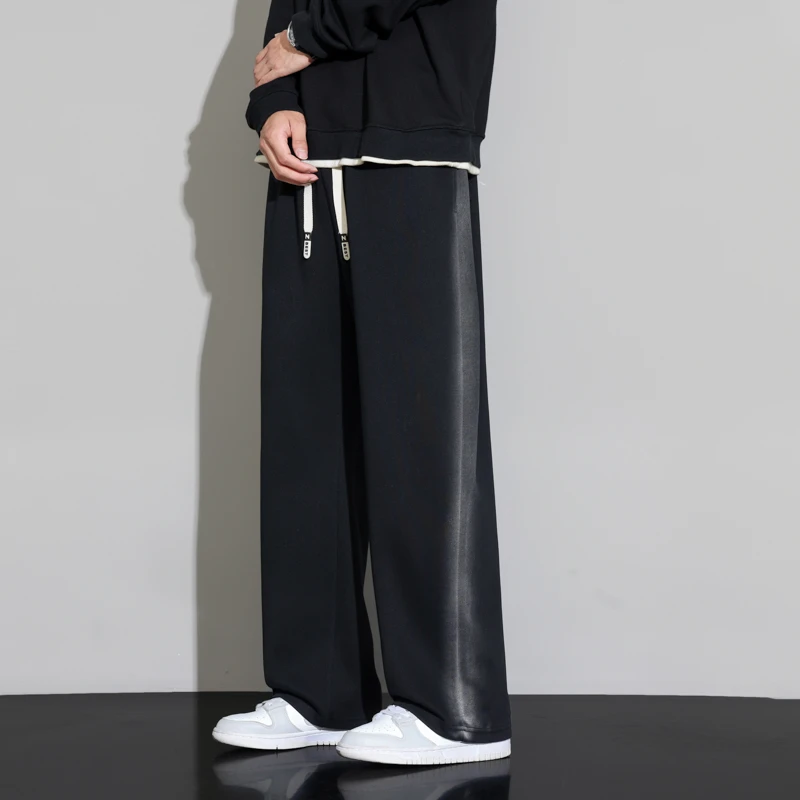 特大码直筒宽松裤男加绒新款潮牌裤子胖子显瘦运动阔腿裤时尚百搭