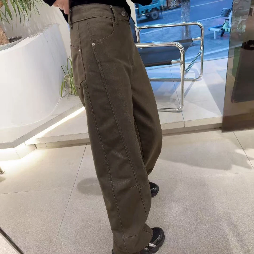 春苗女装  欧墨绿色裤子      休闲百搭潮流