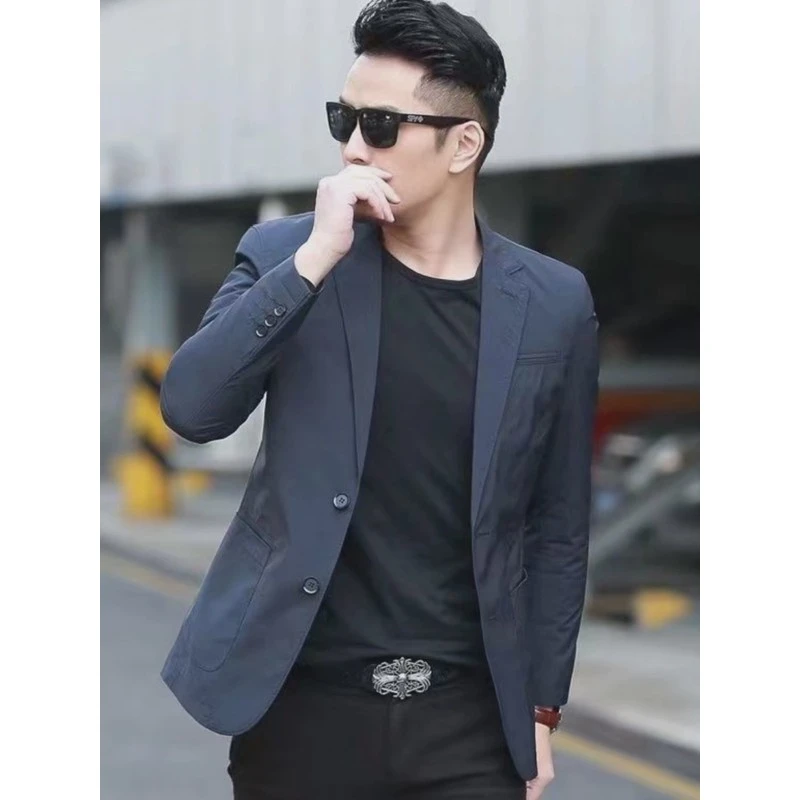 春秋薄款休闲西装男士修身单西服上衣韩版潮流纯色青年小西装外套