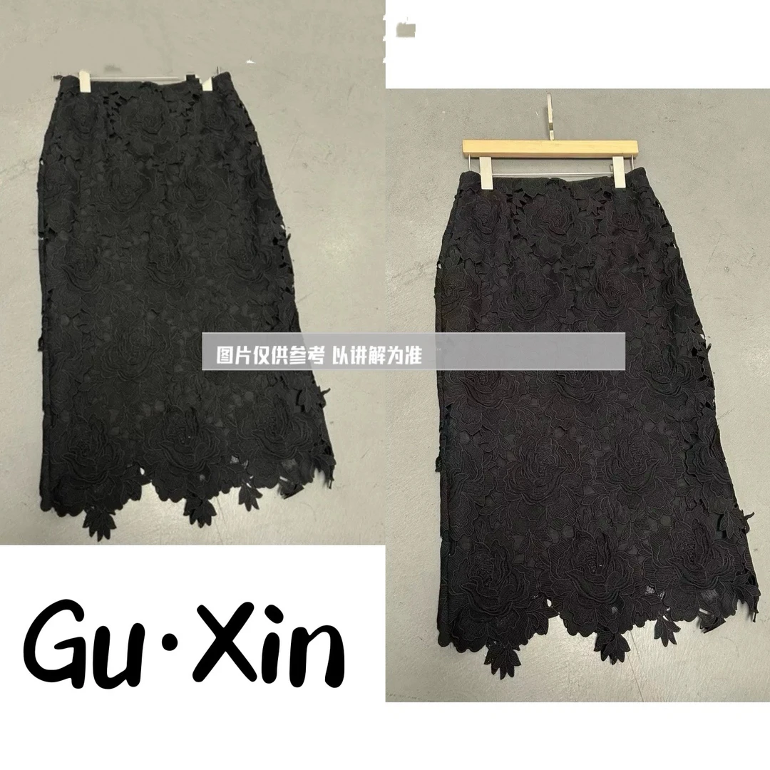【 高腰蕾丝钩花半身裙·】～5299