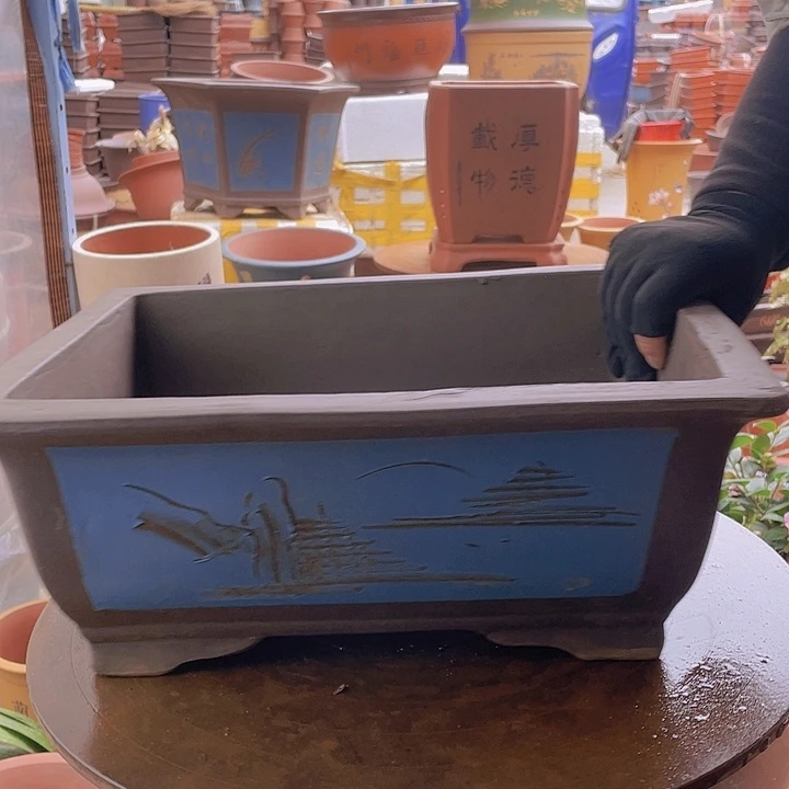 宜兴紫砂蓝马槽40